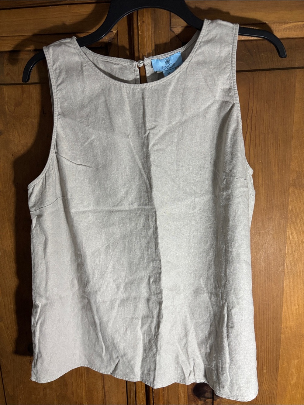 CeCe Cream Sleeveless Linen-Blend Tank